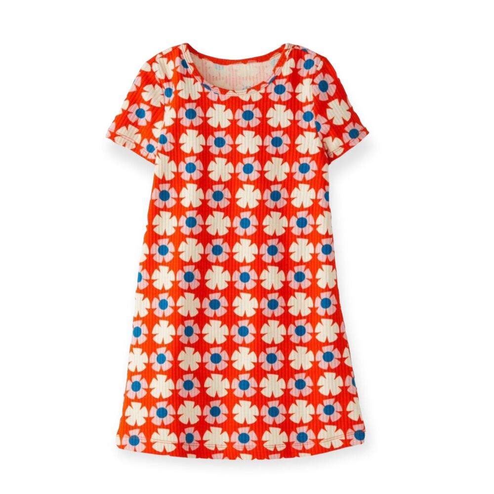 Hanna Andersson NWT Retro Red Print Drop Needle Rib Dress. Size 8